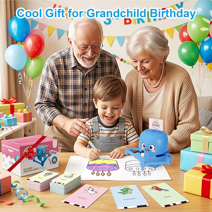 Drawing Robot for Kids Toy, Gifts for 3 4 5 6 7 8 9 Year Old Boys & Girls | Robot Drawing Machine, Electric Music Painting Learning Toys, Birthday Christmas Gifts, 150 PCS Cards, 12 Color Pens, Blue