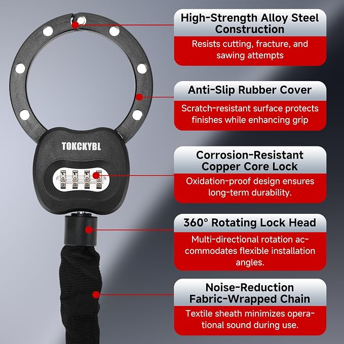 Heavy Duty Scooter Lock - 8mm Anti-Theft Chain Lock with 3 Keys, 94cm Weatherproof Security Lock for Electric Scooters, Bikes, Motorcycles