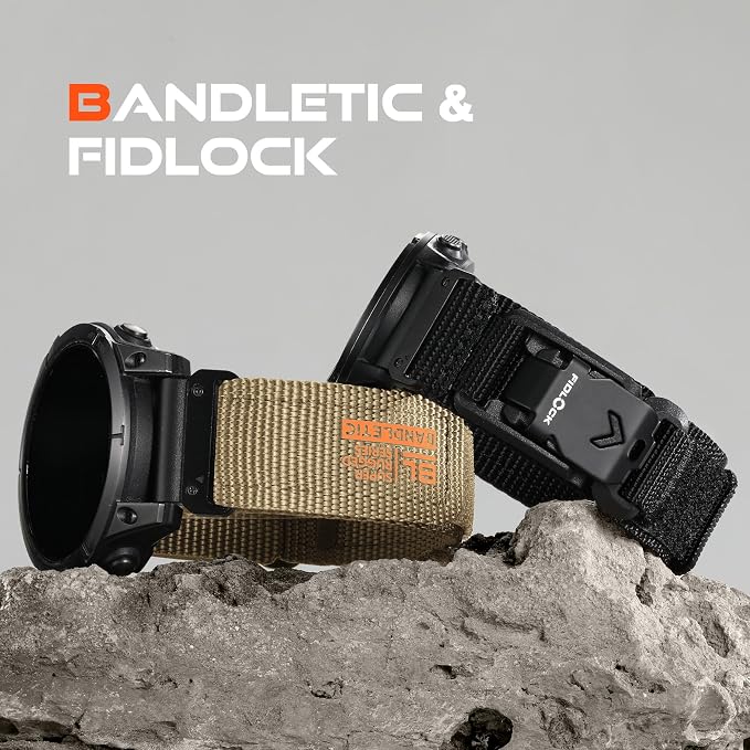 Bandletic Compatible with Garmin Instinct Watch Bands - 22mm Quick Fit Rugged Strap with Magnetic Fidlock V-Buckle for Fenix 8 47mm/7 6 Pro/5/5 Plus/Forerunner 965/945/Approach S62/S60/Quatix 7
