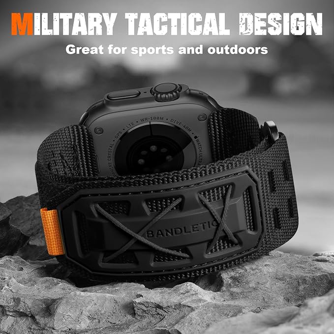 Bandletic Compatible with Apple Watch Bands for Men Women, Wide Tactical Military Rugged Nylon Soft Sport Loop for iWatch 49mm(Ultra 3/2/1),46mm(11/10),45mm(9/8/7),44mm(SE3/SE2/SE/6/5/4),42mm(3/2/1)