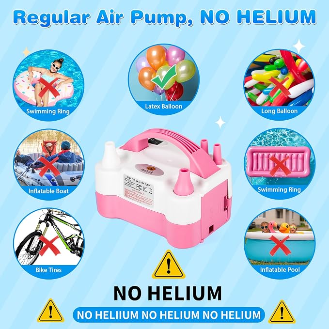 Electric Balloon Pump, Portable Electric Balloon Blower Machine Balloon Air Pump Dual Nozzle 110V 600W Balloon Inflator for Party Decorations