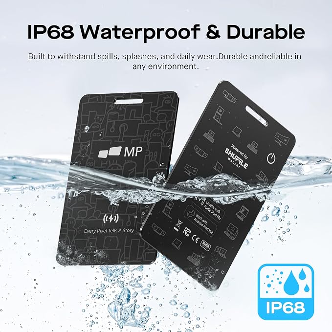 2026 Mobile Pixels Wallet Tracker Card, Works with (iOS and Android), Ultra Slim Rechargeable Bluetooth Tracker, Tracker Key Finder, Portable Item Locator for Wallet, Bags, Luggage (2- Pack)