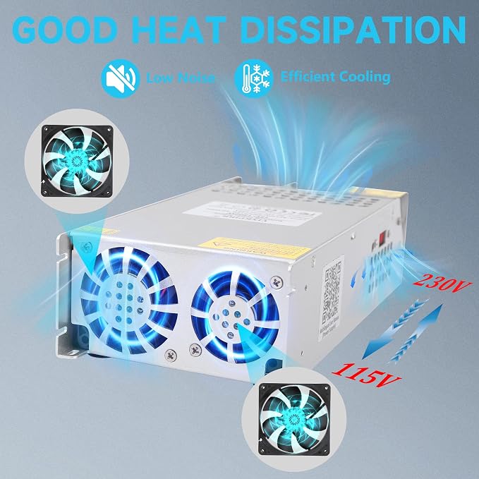 110V AC to 12V DC Converter 125A 1500W Power Supply, DC 12V Power Supply 1500wTransformer for Motor Pump CCTV Security Camera Car Stereo 3D Printer