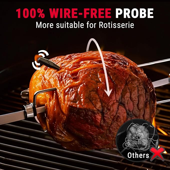 ThermoPro TempSpike 2000FT Wireless Meat Thermometer with 2 Ultra-Thin Meat Probe, Smart Meat Thermometer Digital Wireless for Rotisserie, Smoker, BBQ, Grill Kitchen Cooking Gift for Dad Him Husband