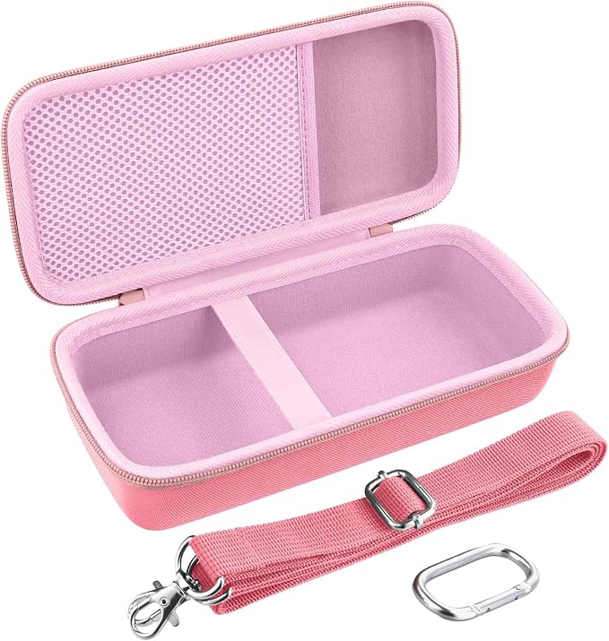 co2CREA Hard and Silicone Case Replacement for Bose New SoundLink Flex 2nd Gen Bluetooth Portable Speaker, with Carabiner and Shoulder Strap (Pink Case)