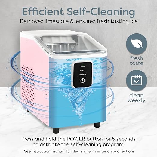 Igloo Portable Ice Maker with Scoop & Basket - Ice Maker with LED Control Panel & 1 Quart Water Tank- Ice Cube Maker Produces 26 Lbs Of Ice In 24 Hours with 8 Large or Small Cubes In 7-8 Minutes- Pink