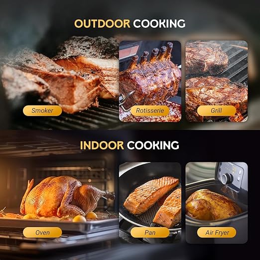 Bluetooth Meat Thermometer - Wireless Meat Thermometer for Grilling and Smoking with IP67 Dual Sensor Probes - Food Thermometer with Smart App Alert for BBQ, Smoker, Oven, Grill and Cooking