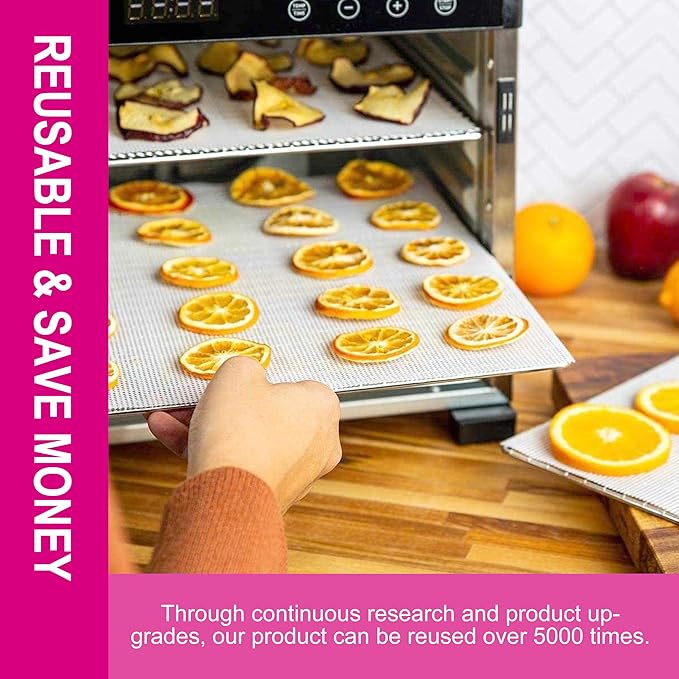 GUCUJI Pack of 5 Premium Non Stick Silicone Dehydrator Sheets for Fruit Dryer Mesh