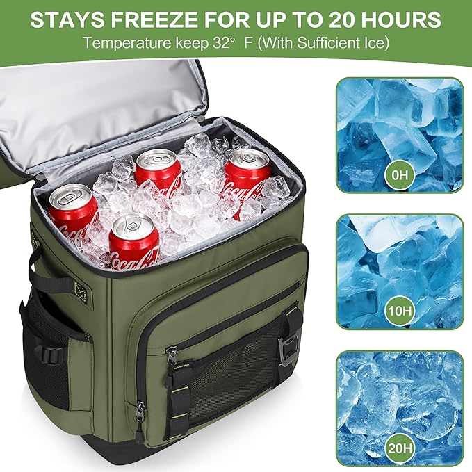 42 Can Backpack Cooler,40L Insulated Double Decker Leakproof, Waterproof Travel Cooler Backpack for Beach Camping Picnic Travel