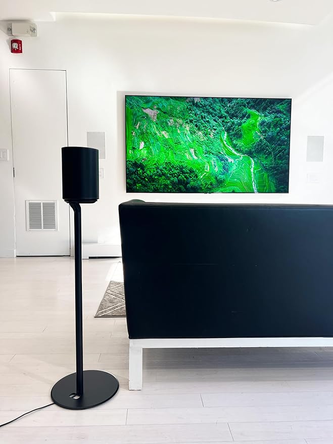 ynVISION.DESIGN Fixed Height Floor Stands Compatible with Sonos Era 100, Era 100 SL, Era 300 Speakers - Surround Sound Speaker Stands with Cable Management, Sleek and Secure, 28.2" w/o Speaker, 2 Pack