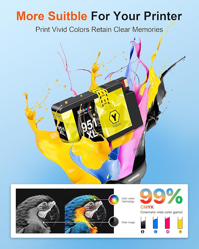 950XL 951XL Ink Cartridges Compatible for HP 950 951 Ink cartridges Combo Pack 951XL Ink Cartridges for HP Printers with HP OfficeJet Pro 8600 8610 8620 8630 8640 8660 251DW 276DW High Yield 4 Pack