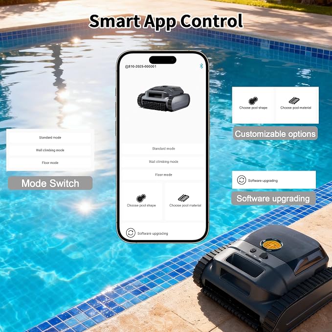 Cordless Robotic Pool Vacuum Cleaner, Intelligent Route Planning, Wall & Waterline Climbing, 120-Min Runtime, for Above Ground/Inground Pools up to 2000 sq. ft, APP Support, Orange and Black