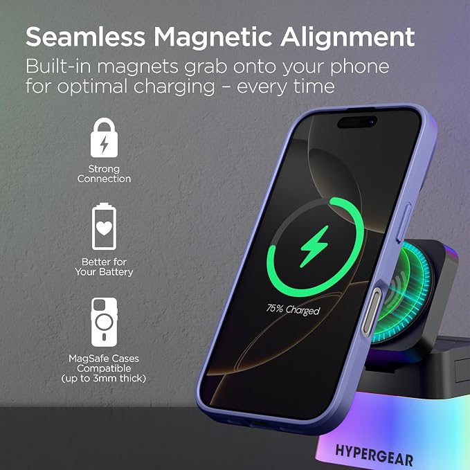 MagSafe 3-in-1 Cube Wireless Charging Stand, 15W Foldable Fast Magnetic Charger Dock, Phone Mount for iPhone 17/16/15, Apple Watch 1-8/Ultra & AirPods