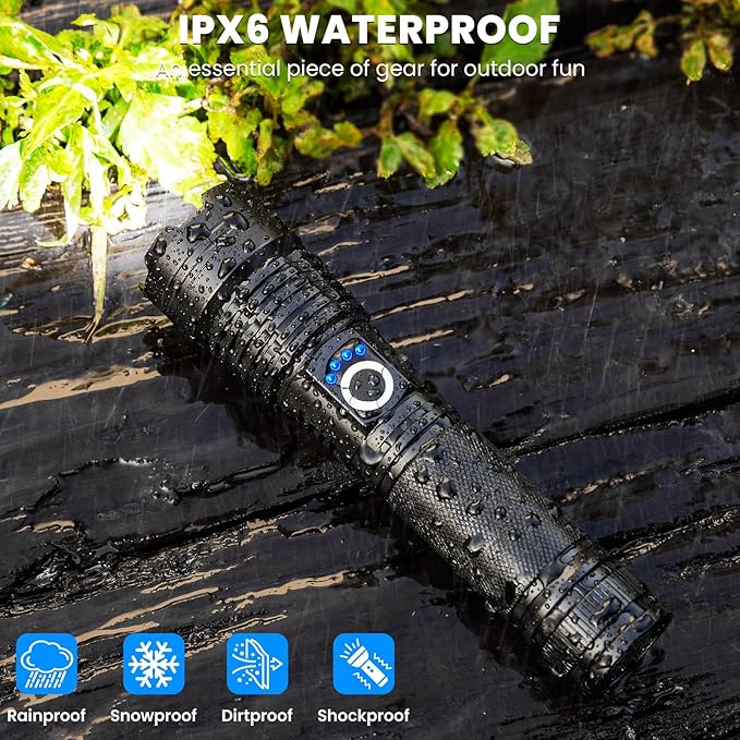 Flashlight Rechargeable 990,000 High Lumens - 3 Pack Bright LED Flash Light with 5 Modes, Handheld Waterproof Linterna for Camping, Home, Outdoor