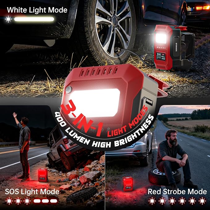 DIYtoolifz Tire Inflator Portable Air Compressor Compatible with Milwaukee 18V Battery, 160PSI Air Pump with Dual Digital Screen, Auto Shut-Off, 5X Faster Inflation & Deflation for Car (Tool Only)