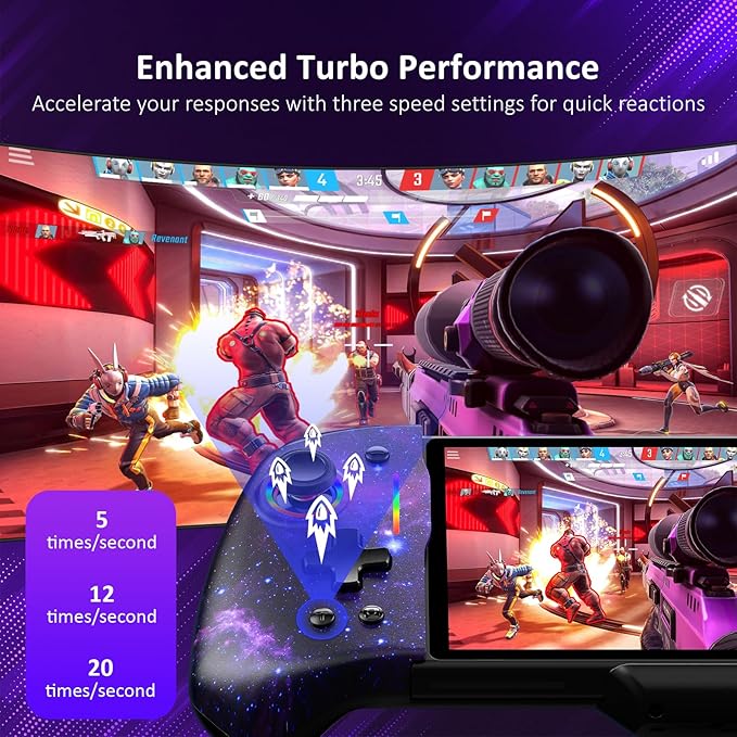 NexiGo Hall Effect Gripcon (No Drift, No Deadzone) with Hall Sensing Joystick for Switch/Switch OLED, Adjustable RGB Light, 6-Axis Gyro, Turbo, Mapping (Cosmic Nebula)