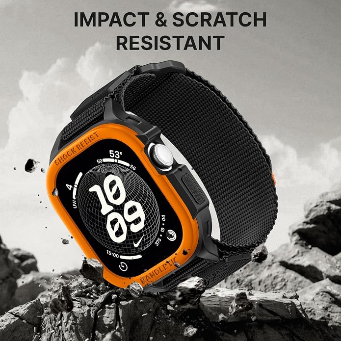 Bandletic Rugged Case with Band Compatible with Apple Watch 49mm(Ultra 3/2/1),46mm(Series 11/10), 45mm(Seriess 9/8/7),44mm(SE3/SE2/SE/6/5/4), Protective Cover Sport Accessories for iWatch Men