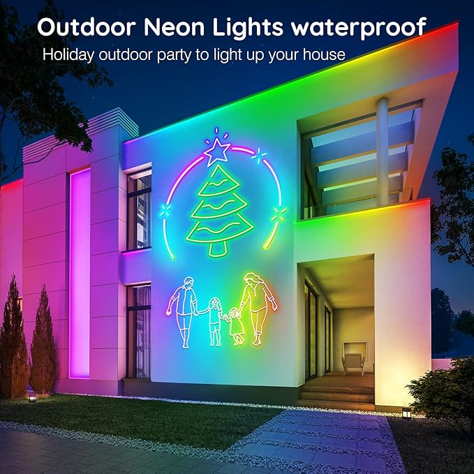 AILBTON 100Ft Neon Rope Lights,Flexible Led Rope Lights Control with App/Remote,Multiple Modes RopeLights,IP65 Outdoor RGB Led Neon Lights NonWater Resistant,Music Sync Gaming Led NeonLight Strip