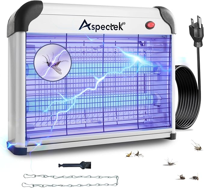ASPECTEK 20W Bug Zapper, Electric Insect Killer for Indoor and Covered Outdoor, Mosquito, Fly and Moth Trap with Protective Mesh and Hanging Chain for Versatile Setup at Home, Patio and Garage