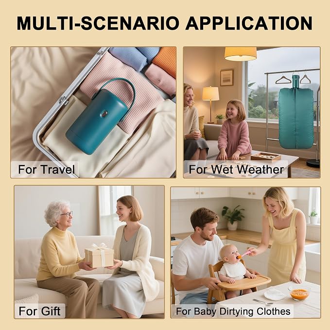 Portable Clothes Dryer Mini Dryer Machine Small Compact Foldable Electric Drying Machine with Dry Bag for Travel,RV, Home,Apartment, Laundry, Hotel Room