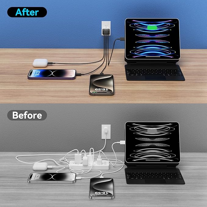 USB C Wall Charger Block, 2-Pack 40W 4-Port Fast Charging Block PD Power Adapter +QC 3.0 USB A Wall Plug Multiport Type C Box Cube for Phone 15/14/13/12/11 Pro Max, Galaxy, Pixel