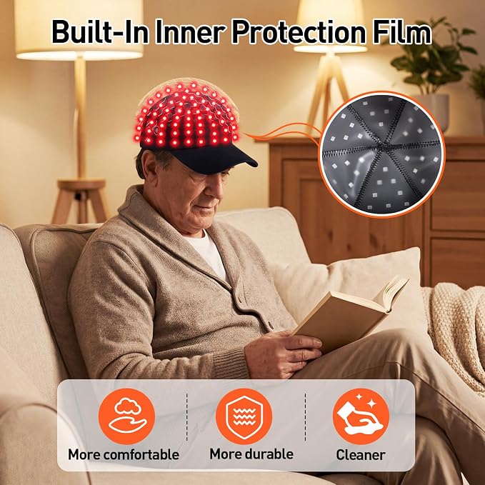 Red Light Therapy for Hair Growth with 660nm & 850nm Wavelength,Laser Hair Growth Cap with Adjustable Light Levels, Wireless and Rechargeable Hair Regrowth Cap for Men and Women