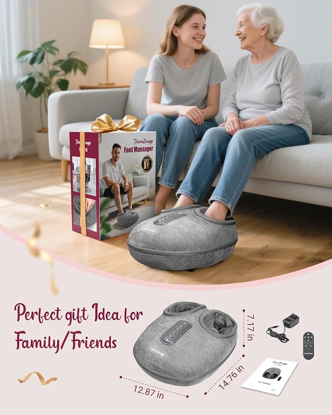 Shiatsu Foot Massager with Heat [2026 Upgraded], Gifts for Him Her, FSA Eligible Deep Kneading Compression, Remote Control, HSA Feet Massage for Plantar Fasciitis, Fits Size 14