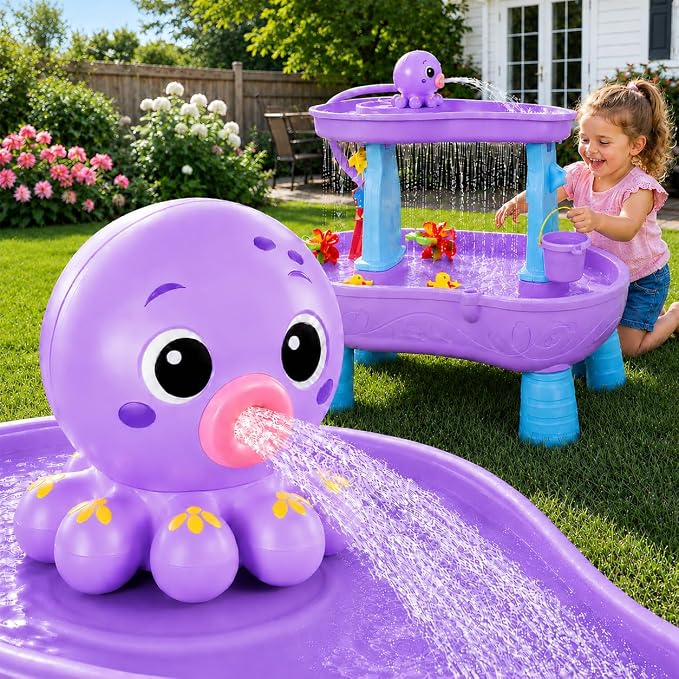 Upgraded Octopus Water Table Pump with Huge Water Output, 3H Non-Stop Fun for Step 2, Rechargeable Water Pump for Water Table, Water Table Accessories for Kids, Toddlers Summer Water Toys (Pump Only)