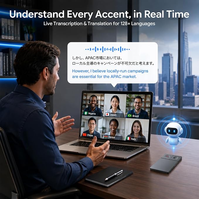 AI Voice Recorder with Real-Time AI Chat & Auto Transcribe – AI Noise Cancellation, One-Click Generate, 64GB Digital Note Taker for Meetings Lectures, Supports 126+ Languages, App Control