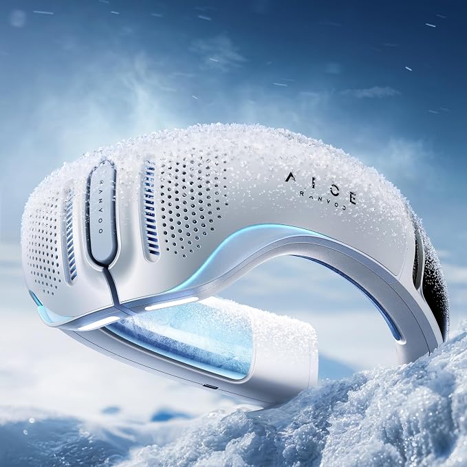 RANVOO AICE LITE Plus 2025 Max Cooling Airflow [No.1 Coolest & Most Durable] Neck Air Conditioner, Ultimate Immersive Personal AC 6000 mAh Rechargeable Neck Fan Blow Cold Air, for Mom/Dad, Ice White