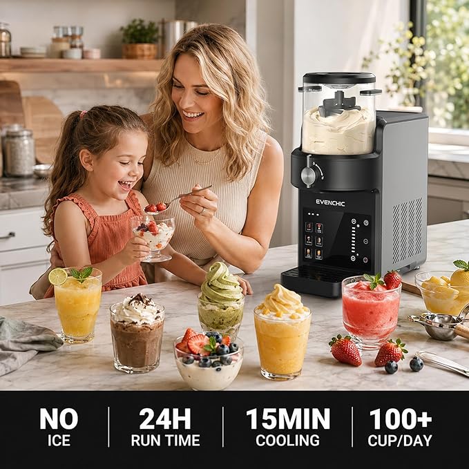 Slushie Machine, Slushie & Soft Serve Ice Cream Make for Home, No Ice Needed with Rapid Chill & Temperature Control, Multi-function for Frozen Drink, Milk Shake, Margaritas, Frappé