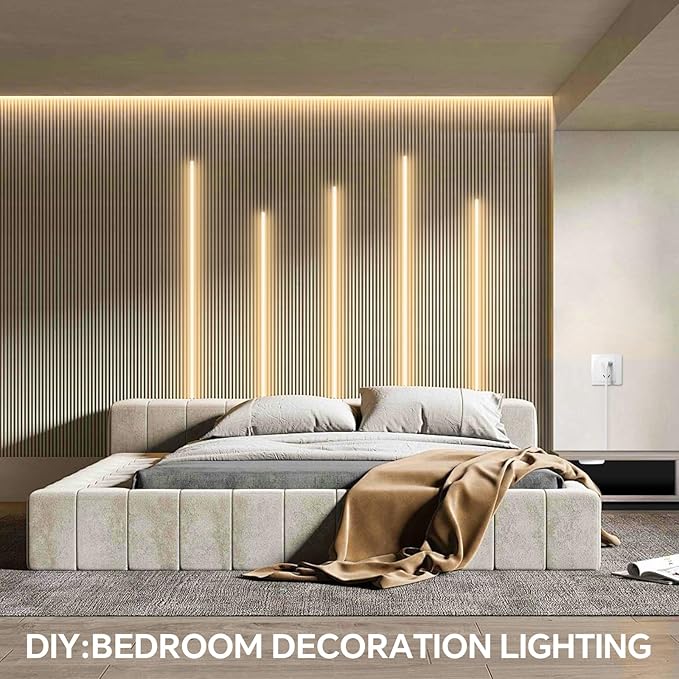 LED Shelf Light 12V,6.56Ft 6-in-1Dimmable Cuttable COB LED Strip Lights,with 60W Adapter Cabinet Light 4000K for Bookshelf, Display Cabinet, Closet, Kitchen and Pantry