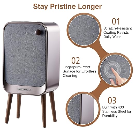 Motion Sensor Touchless Trash Can for Living Room Bedroom, 5.3 Gallon/20L Automatic Stainless Steel Slim Tall Garbage Can with Butterfly Lid&Legs, Eclipse Grey