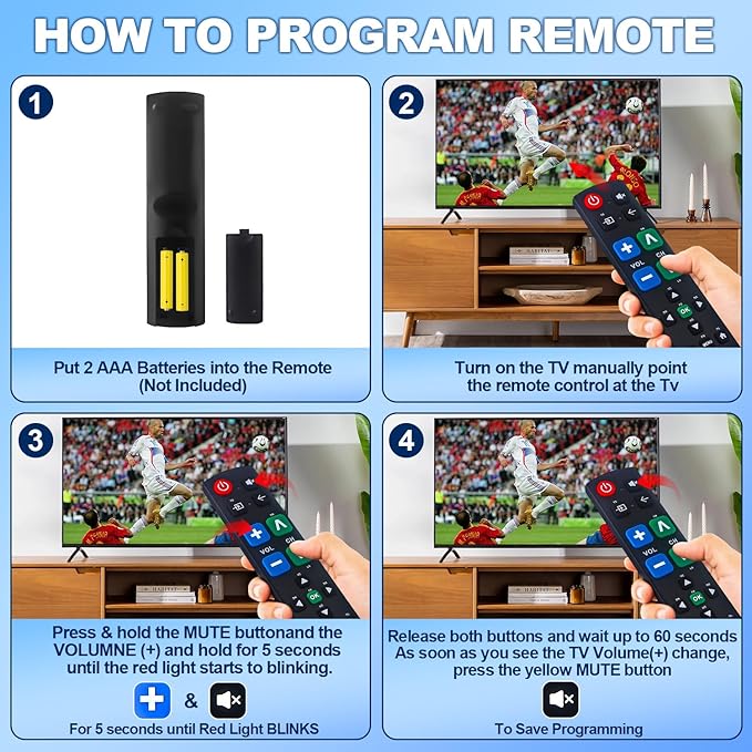 Big Button Universal Remote for All TV Remote, for All Samsung/LG/VIZIO/Sony/Hisense/Philips/Panasonic TVs and More