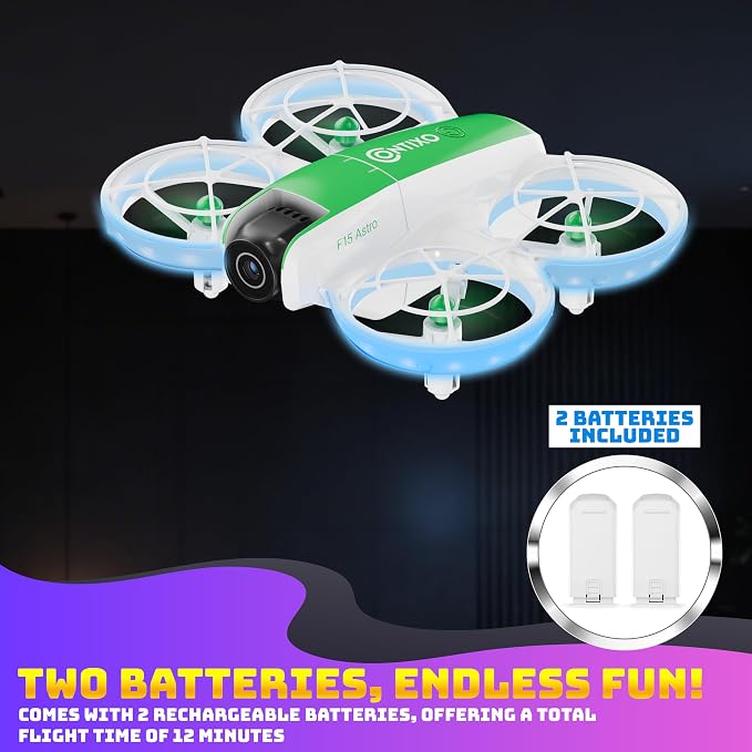 Contixo F15 Astro Mini Drone with 2.4" Screen Remote – 720P HD Dual Camera, Live Video Display, Optical Flow Hover, One-Key Takeoff/Landing, 360° Stunts, 2 Batteries, Beginner Drone for Kids & Adults