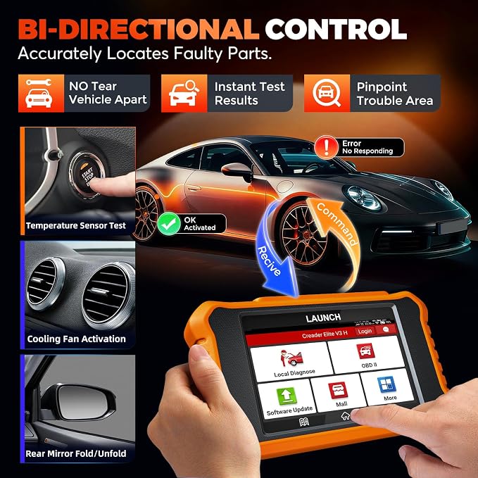2026 LAUNCH Creader Elite V3.0 fit for Honda Acura Bi-Directional Scan Tool, Full System OBD2 Scanner, All Reset Service Code Reader, AUTOVIN, ECU Code, Battery Registration, Lifetime Free Update