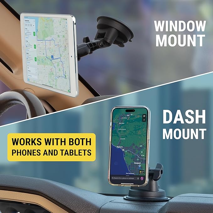 Scosche MP2WDHD MagicMount™ Pro2 Heavy Duty, Extra-Strong Suction Cup Cell Phone Mount, Windshield/Dashboard Magnetic Phone Holder with Anti-Shake Stabilizer for iPhone, Android, Tablet, Car, Truck
