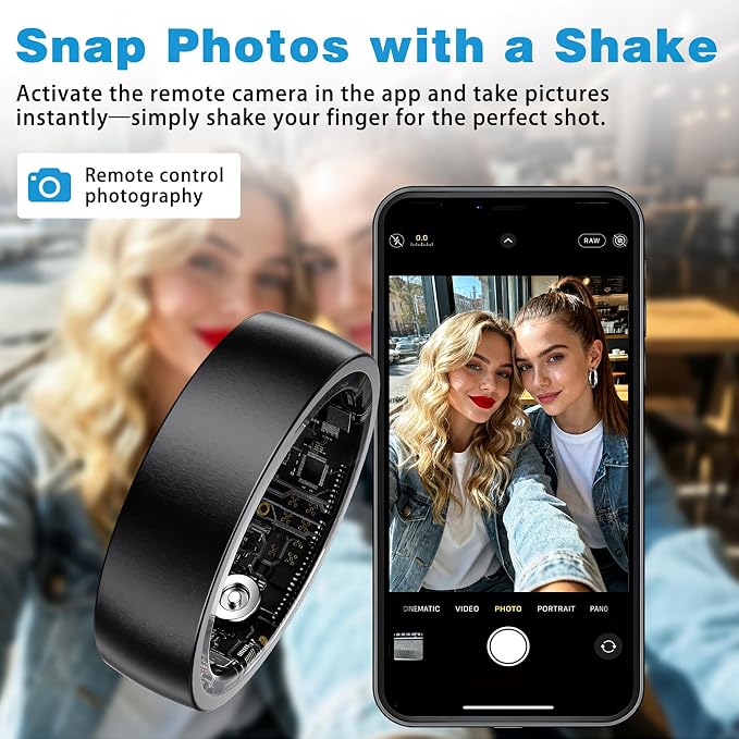 Activity Tracker Ring for Men Women, Smart Ring with Sleep Heart Rate, Health Tracker,IP68 Waterproof, Compatible with iOS and Android (Black 14)