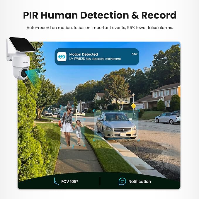 LaView 2K 3MP Solar Security Cameras Wireless Outdoor, Cameras for Home Security, 360° Pan & Tilt Rechargeable Battery Camera, IP65 Outdoor Camera, Color Night Vision, Two-Way Audio, Work with Alexa