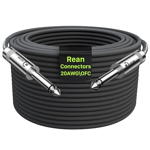 AA AUDIO ACCESSORY Guitar Cable 100 ft, 20AWG 99.99% OFC - A Must for Long Instrument Cable, Nylon Braided Anti-Kinking Kevlar-Reinforced 1/4 Cord, Shielded Bass Cord for Fender Electric Guitar