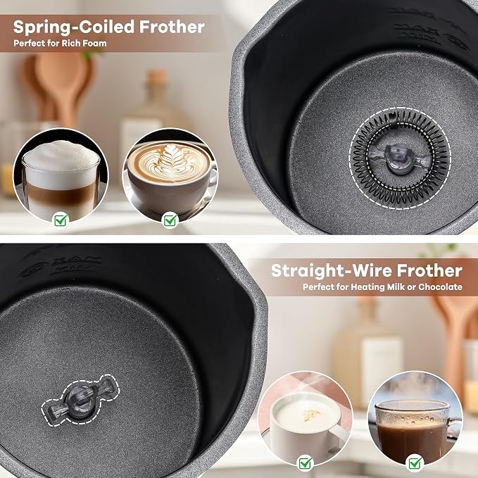 4-in-1 Electric Milk Frother, 350ml/11.8oz Automatic Milk Steamer Machine for Coffee, Hot & Cold Milk Froth Maker for Latte, Cappuccino, Quiet One-Touch Operation, Easy to Clean (Black)