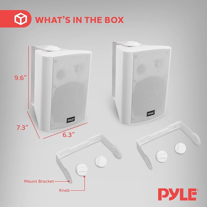 Pyle 5.25" Wall Mount Bluetooth Speakers, Waterproof Indoor/Outdoor Speaker System, 240W Max, Marine Grade, Wireless Music Streaming, Full Range Stereo, Suitable for Patio, Poolside, Home (White Pair)