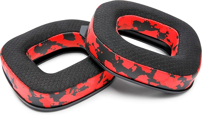 WC Freeze A40- Hybrid Fabric Cooling Gel Replacement Earpads for Astro A40 TR Only, Made by Wicked Cushions, Improved Durability, Thickness and Sound Isolation | Red Camo