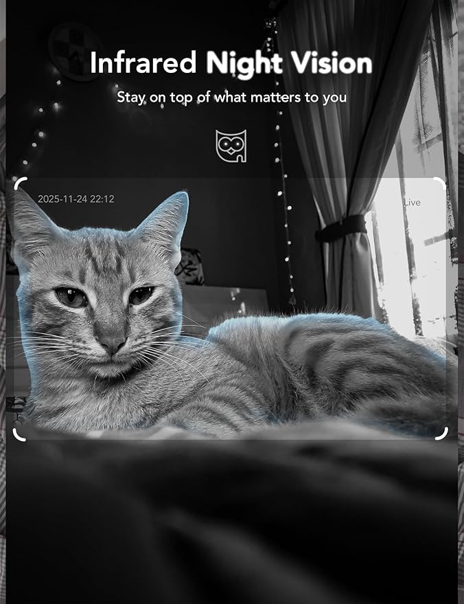GNCC 2K Indoor Security Camera for Home, Pet Camera 2.4g/5g WiFi, Mini Dog Cam with Phone App, Motion Detection, Works w/Alexa, Cloud & SD Card Storage, Fixed View, Plug-in