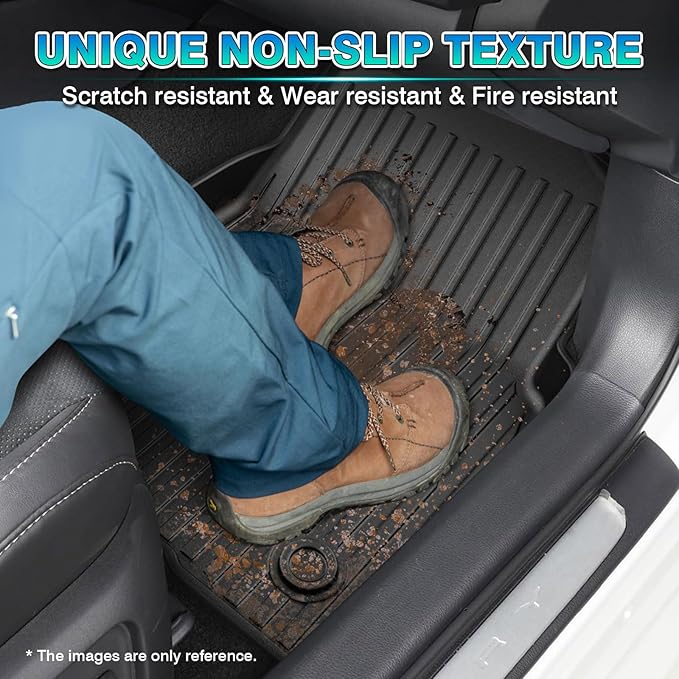 T TGBROS Floor Mats Custom Fit for 2014-2021 Ford Transit Connect Accessories All Weather Protection TPE Front Row Seat Floor Liners Set Non-Slip Black-2PCS