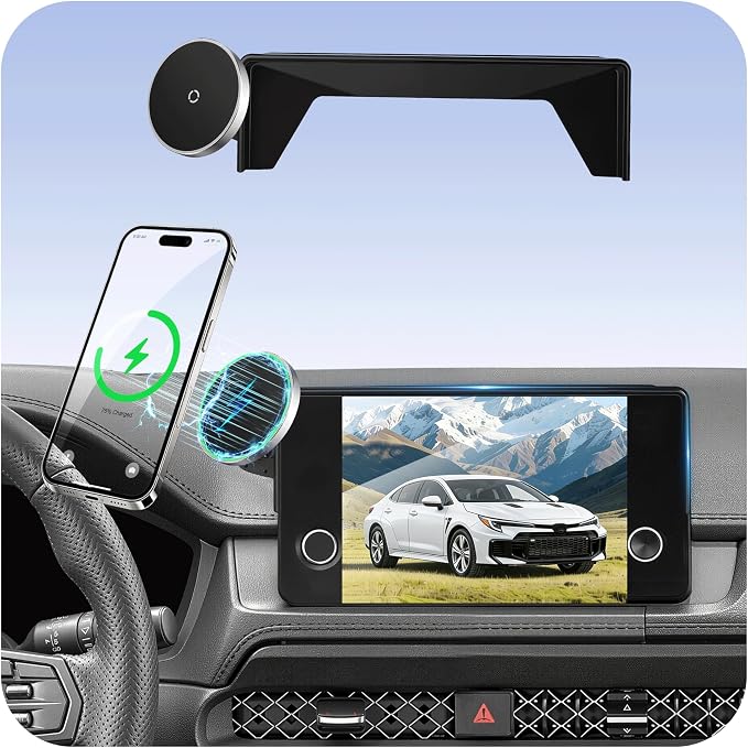 Car Phone Holder for Honda Accord (2023-2026 11th, Only Fits 12.3" Screen),MagSafe Car Mount Charger,Magnetic Phone Holder,15W Fast Wireless Charging, 360°, Hands Free,with Storage Box,Car Accessories