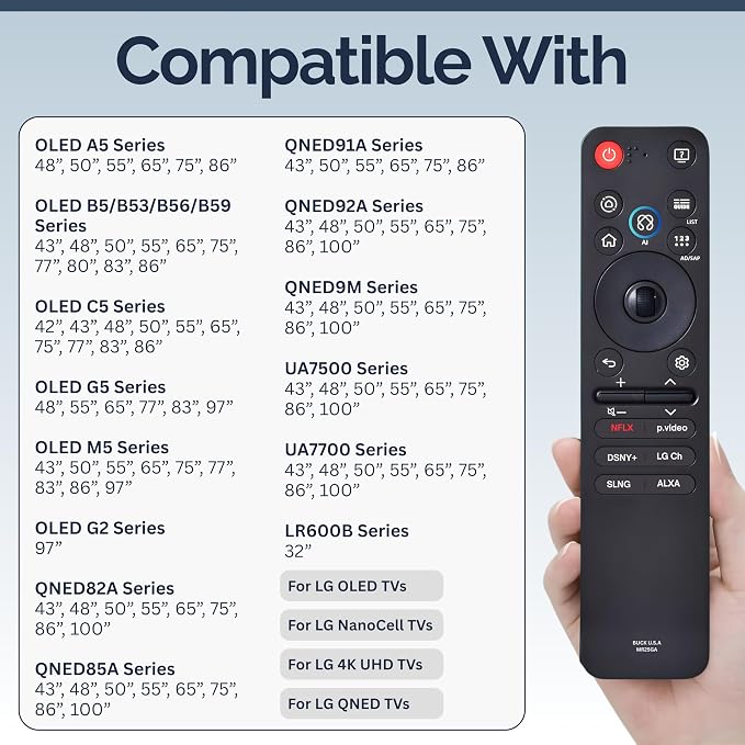 2 Pack MR25GA LG AI Magic Remote Control Replacement for 2019-2026 Smart TV Models - Easy Setup, Voice Control, Shortcut Keys - Works with LG OLED, QNED, NanoCell, UHD, WebOS, 4K/8K Smart TVs