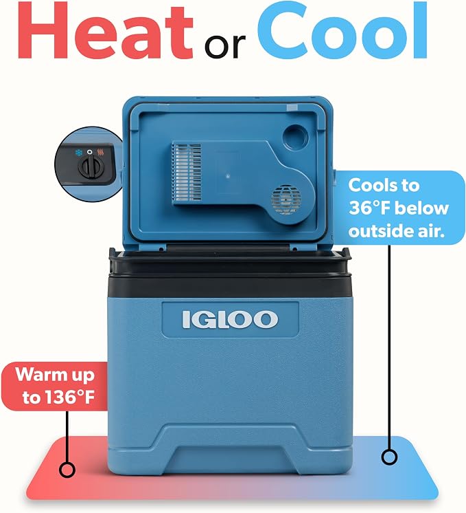 Igloo Thermoelectric Cooler & Warmer | 12V Portable Cooler for Truck, RV, Car & Home