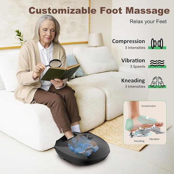 Heycool Shiatsu Foot Massager with Heat, Deep Kneading, Compression & Vibration Foot Massager Machine with Remote Control, Fits Size 13 for Home Relaxation, Office Workers & Seniors