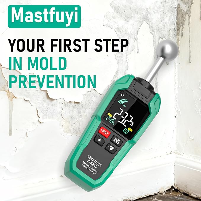 Pinless Wood Moisture Meter,Non-Destructive Depth 5-40mm for Wood & Walls | Digital Moisture Detector Built-in Flashlight for Concrete, Floors